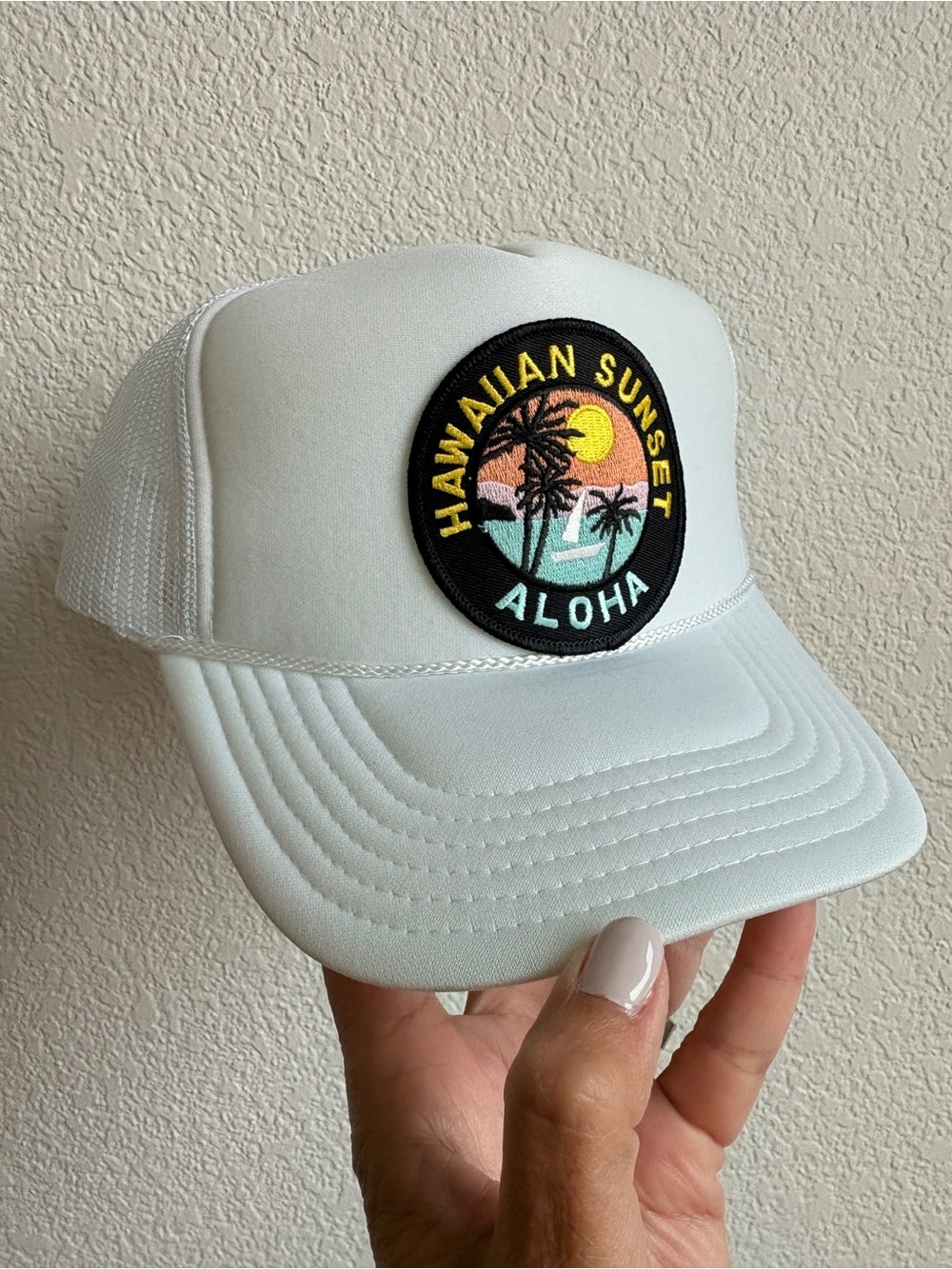 OTTO White Trucker Hat with Hawaiian Sunset Patch